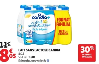 Lait sans lactose Candia