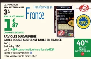 Ravioles du Dauphiné Label Rouge Auchan À Table En France