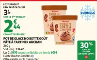 Pot de glace noisette goût pâte à tartiner Auchan