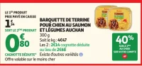 Barquette de terrine pour chien au saumon et légumes Auchan