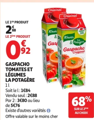 GASPACHO TOMATES ET LÉGUMES LA POTAGÈRE