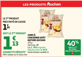 CHIPS À L'ANCIENNE GOÛT NATURE AUCHAN