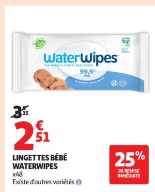 Lingettes bébé Waterwipes x48