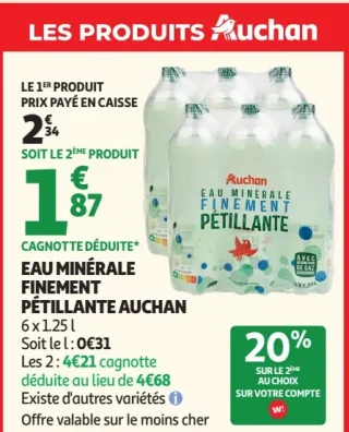 Eau Minérale Finement Pétillante Auchan