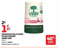Déodorant bille femme fleurs cerisier Arbre Vert