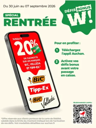 Défis Bonus W! sur les marques Bic, Velleda et Tipp-Ex