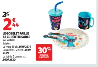 LE GOBELET PAILLE 43 CL RÉUTILISABLE