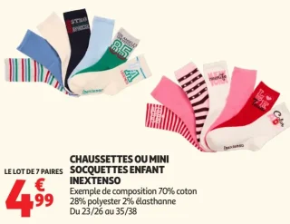 Chaussettes ou mini socquettes enfant Inextenso