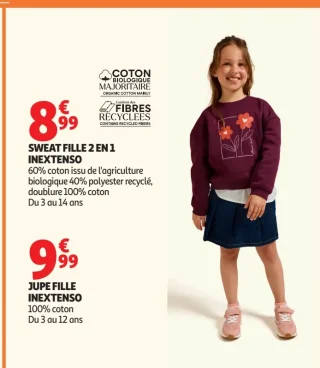 Sweat fille 2 en 1 Inextenso