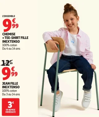 L'ensemble Chemise + Tee-shirt fille Inextenso