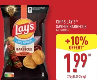 Chips Lay's Saveur Barbecue +10% Offert