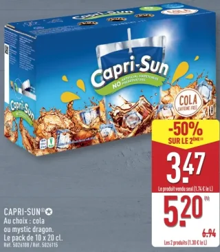 CAPRI-SUN® Au choix : cola ou mystic dragon. Le pack de 10 x 20 cl.