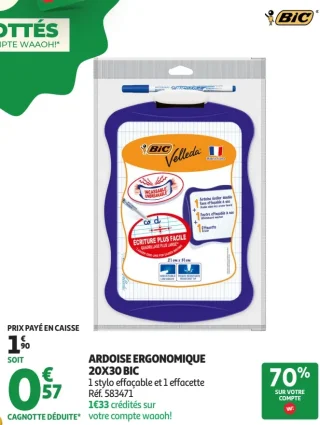 ARDOISE ERGONOMIQUE 20X30 BIC