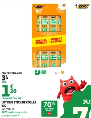 LOT DE 8 STICK DE COLLES BIC