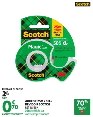 Adhésif 25m + 5m + Dévidoir Scotch