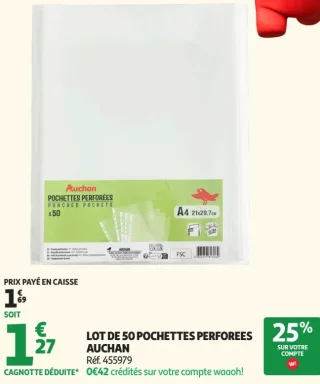 Pochettes perforées x50 Auchan