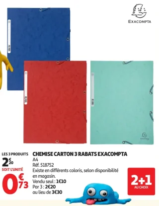 CHEMISE CARTON 3 RABATS EXACOMPTA A4
