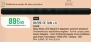 TCL BARRE DE SON 2.0 S45HE