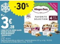 4 mini pots de crème glacée favorite selection Häagen-Dazs