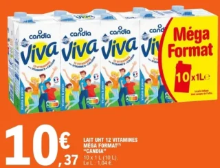 Lait UHT 12 vitamines Méga Format Candia