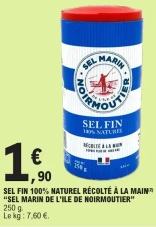 Sel Fin 100% Naturel Récolté à la Main "SEL MARIN DE L'ILE DE NOIRMOUTIER"