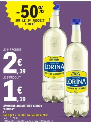 Limonade aromatisée citron Lorina