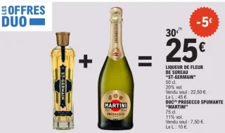 Liqueur de fleur de Sureau "St-Germain" + DOC Prosecco Spumante "Martini"