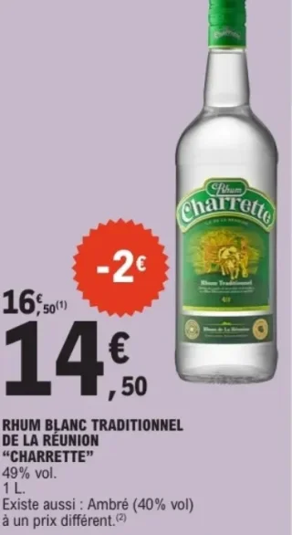 Rhum blanc traditionnel de la Réunion "Charrette"