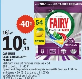 Capsules Lave-vaisselle Fairy Platinum Plus