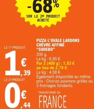 Pizza l'Ovale Lardons Chèvre Affiné Sodebo