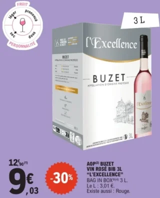 AOP BUZET VIN ROSÉ BIB 3L "L'EXCELLENCE"