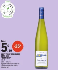 AOC PINOT GRIS BLANC DEMI-SEC "BESTHEIM"