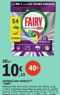 Capsules Lave Vaisselle Fairy Platinum Plus