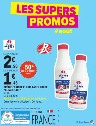 Crème fraîche fluide Label Rouge Alsace Lait