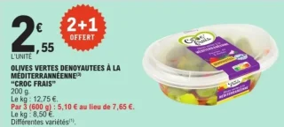 Olives vertes dénoyautées à la méditerranéenne "Croc Frais"