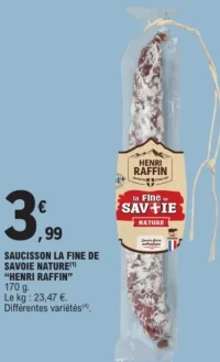 Saucisson la fine de Savoie Nature "HENRI RAFFIN"