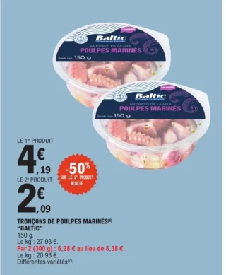 Tronçons de poulpes marinés Baltic