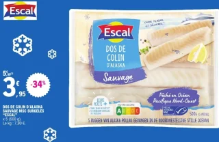 Dos de colin d'Alaska sauvage MSC surgelés Escal