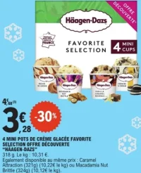 HÄAGEN-DAZS 4 Mini Pots de Crème Glacée Favorite Selection