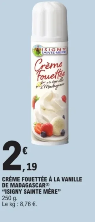 Crème Fouettée à la Vanille de Madagascar "Isigny Sainte Mère"
