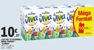 Lait UHT 10 Vitamines Méga Format "Candia"