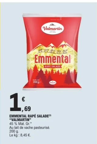 Emmental râpé salade Valmartin