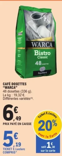 Café dosettes Warca Bistro Classic