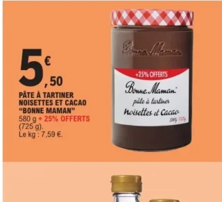 PÂTE À TARTINER NOISETTES ET CACAO "BONNE MAMAN"