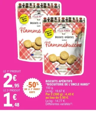 Biscuits Apéritifs "Biscuiterie de l'Oncle Hansi" Flamme / Flammekueche