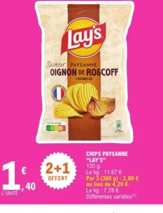 Chips Paysanne "Lay's" Saveur Oignon de Roscoff caramélisé