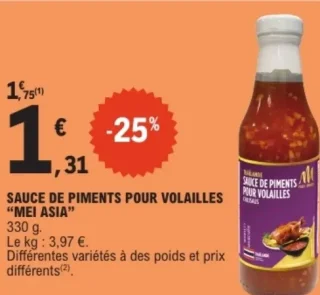 Sauce de piments pour volailles Mei Asia