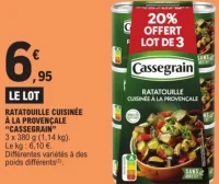 Ratatouille cuisinée à la provençale Cassegrain