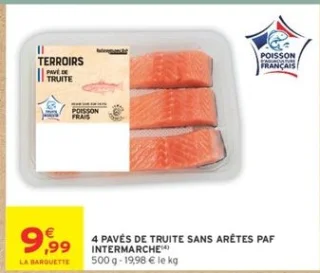 4 pavés de truite sans arêtes Terroirs