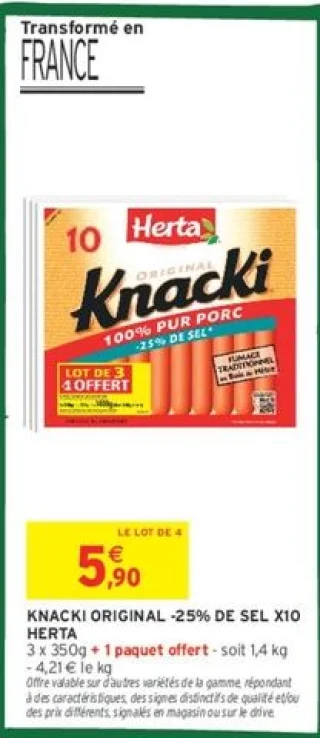 Knacki original -25% de sel Herta